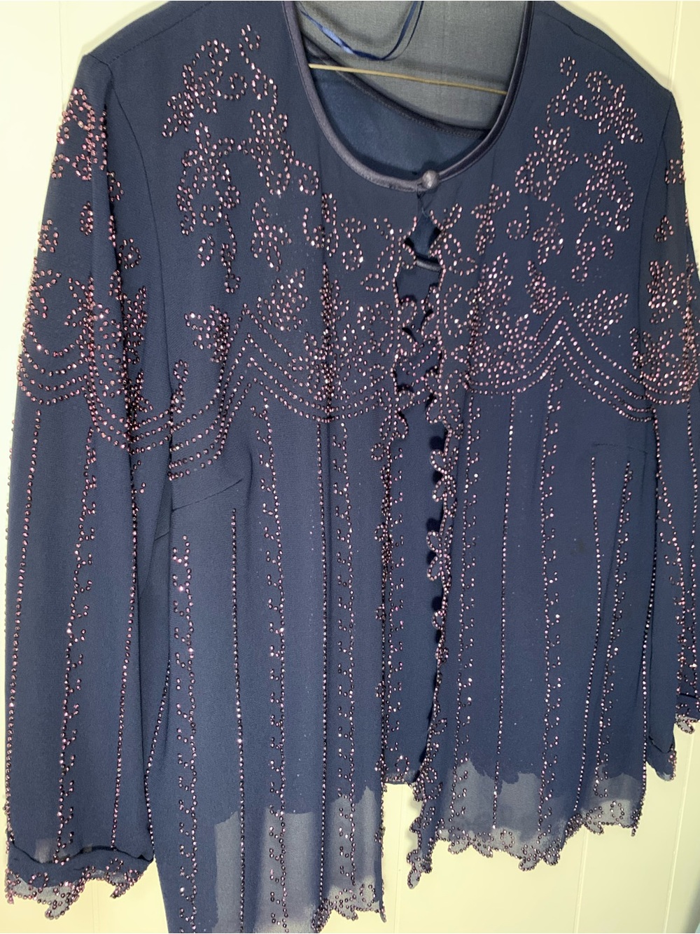 Elegant Navy Blue Women's dress tank and jacket cover.